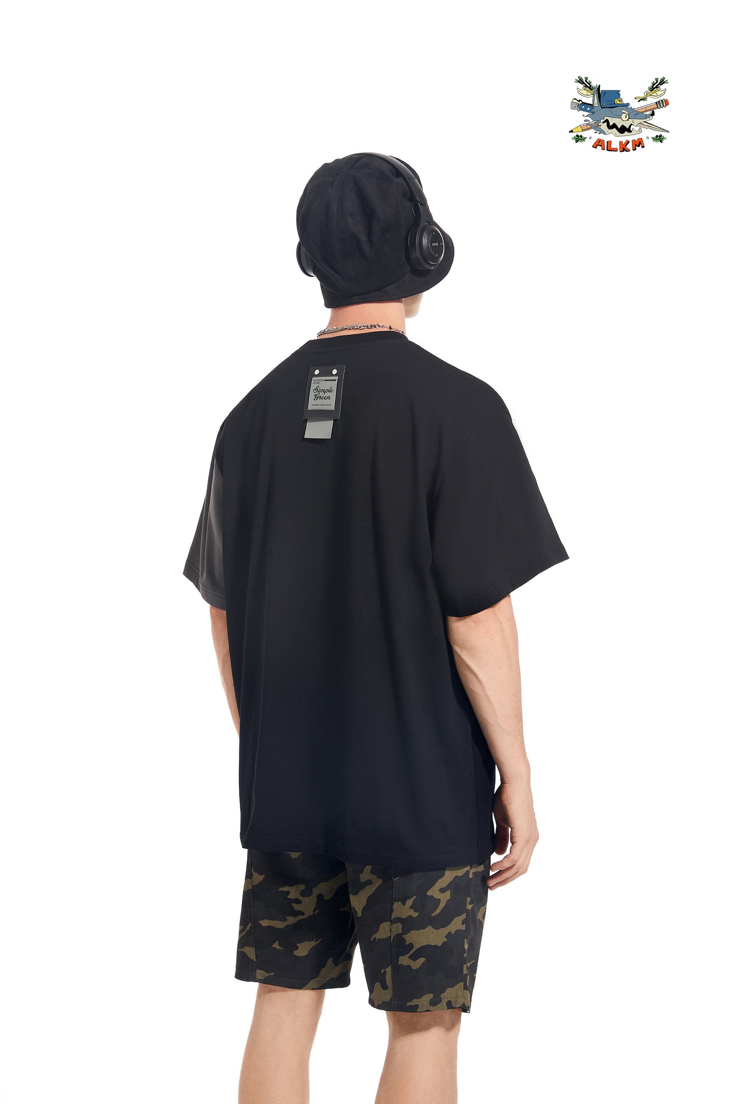 Round neck T-shirt splicing asymmetric printed top summer---Ship within 15-20 days