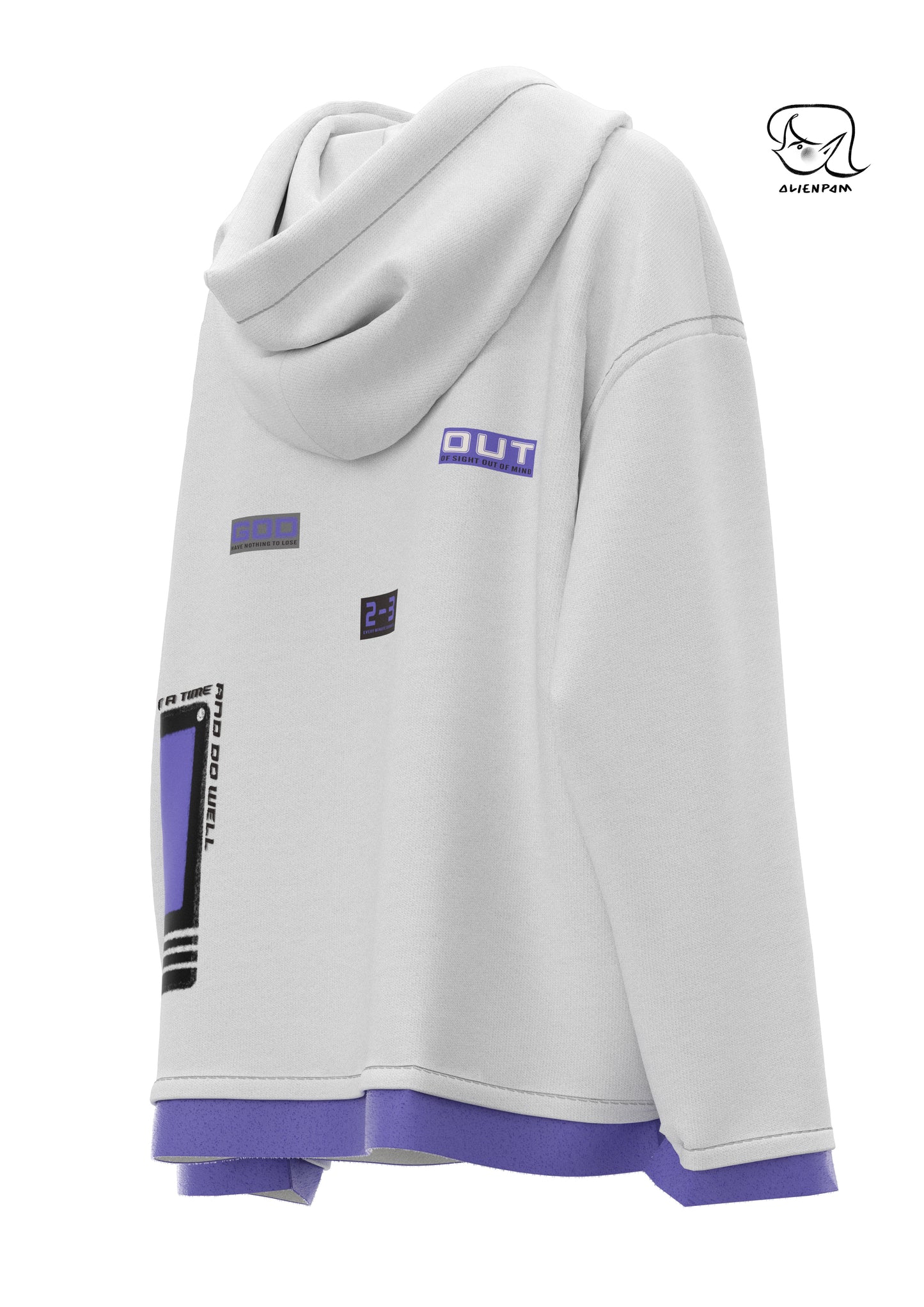 Hooded loose and casual printed sweatshirt