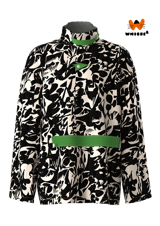 Contrasting color abstract print jacket