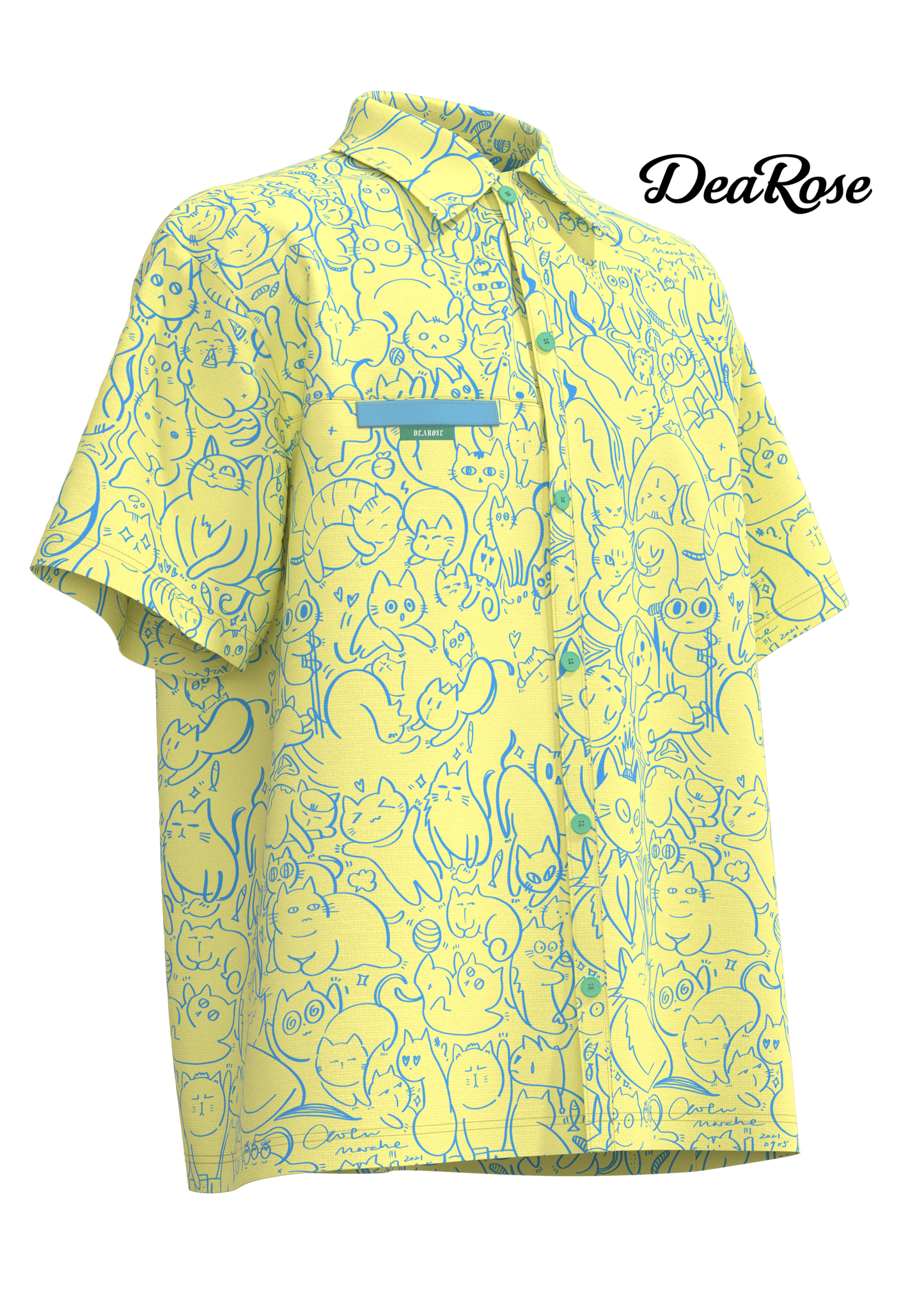 Interesting color contrast line printing shirt short-sleeved shirt summer